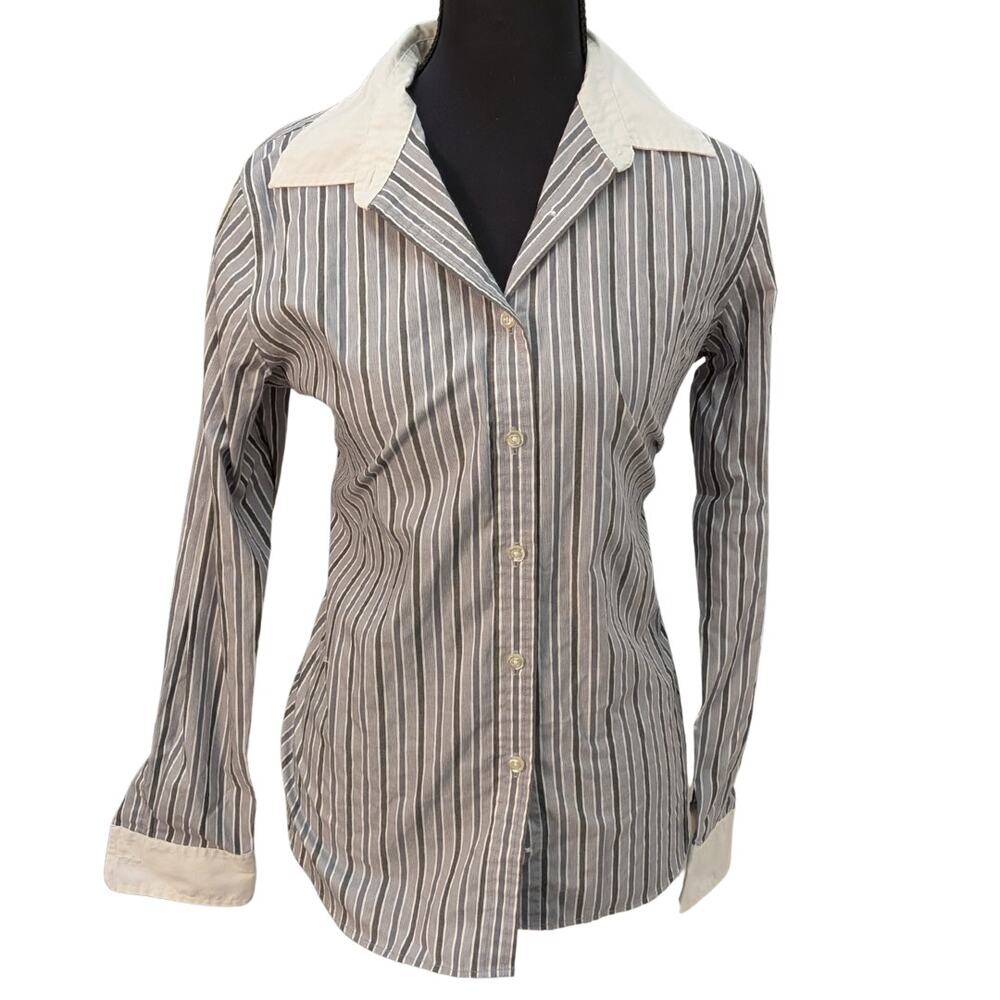 Vintage Charter Club Y2K Striped Button-Down Blouse | Women's 4